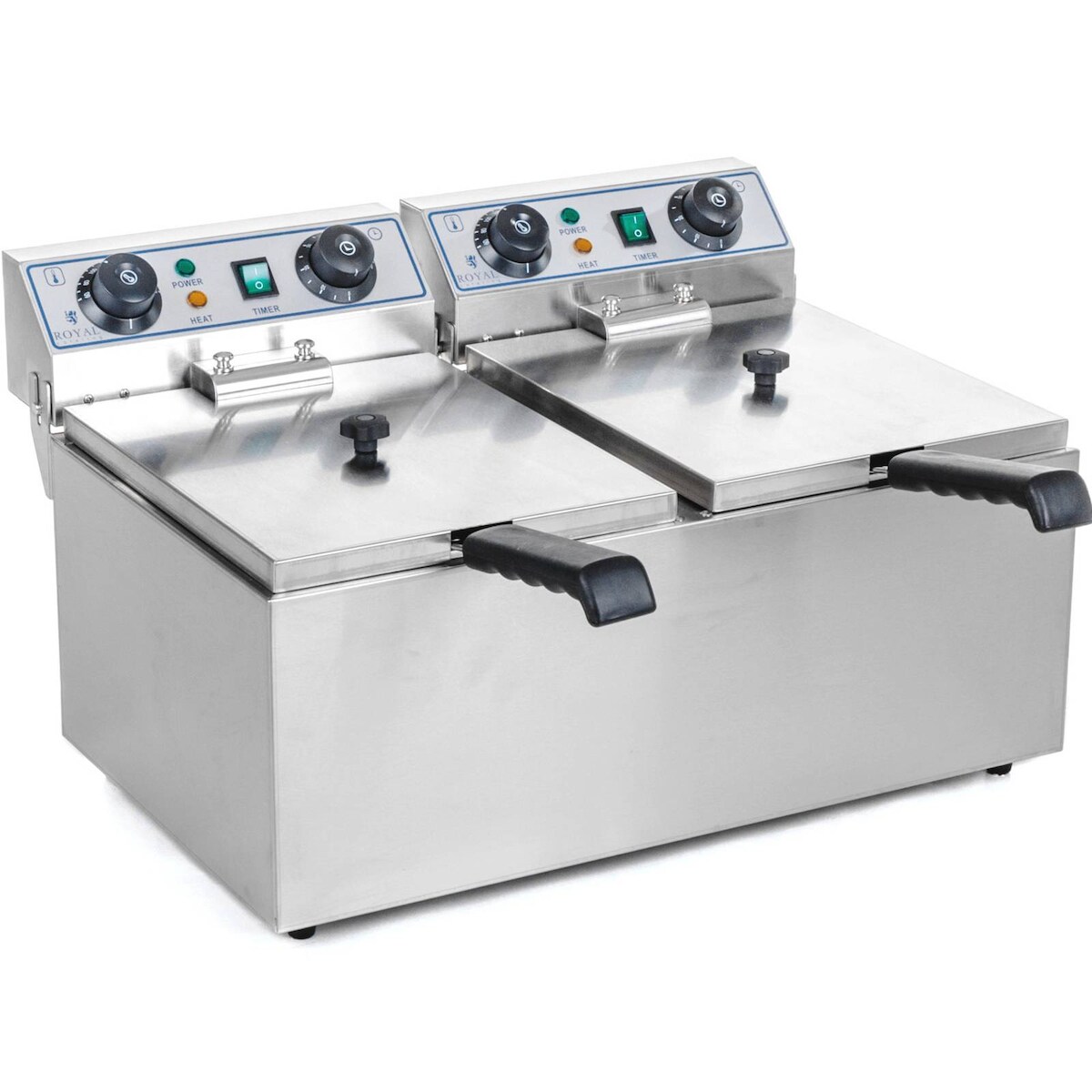 Royal Catering Elektro-Doppel-Fritteuse - 2 x 13 l - 6400 W - Timer - Image