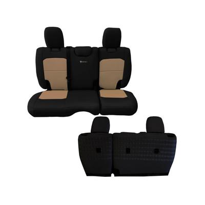 Bartact Jeep JLU No Armrest Seat Covers Rear Split Bench 2018 plus Wrangler 4 Door Tactical Series Black/Khaki JLSC2018R4BK