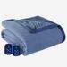 Micro Flannel® Reverse to Ultra Velvet® Electric Blanket by Shavel Home Products in Indigo (Size QUEEN)