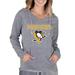 Women's Concepts Sport Gray Pittsburgh Penguins Mainstream Terry Tri-Blend Long Sleeve Hooded Top