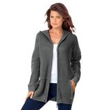 Plus Size Women's Classic-Length Thermal Hoodie by Roaman's in Medium Heather Grey (Size 4X) Zip Up Sweater