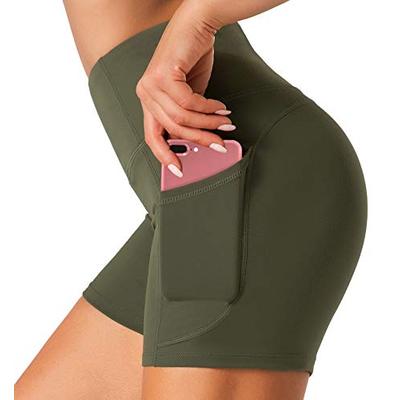 Dragon Fit High Waist Yoga Shorts for Women with 2 Side Pockets Tummy  Control Running Home Workout Shorts