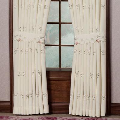 Bella Rose Tailored Curtain Pair, 80 x 63, Rose/Ivory