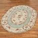 Rose Aubusson Sculpted Oval Rug 4' x 6' Oval, 4' x 6' Oval, Aqua Mist