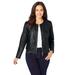 Plus Size Women's Collarless Leather Jacket by Jessica London in Black (Size 28 W)