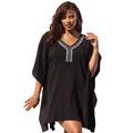 Plus Size Women's Jeweled Caftan by Swim 365 in Black (Size 18/20) Swimsuit Cover Up