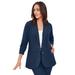 Plus Size Women's Linen Blazer by Jessica London in Navy (Size 26 W) Jacket