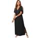 Plus Size Women's Stretch Knit Cold Shoulder Maxi Dress by Jessica London in Black (Size 24 W)