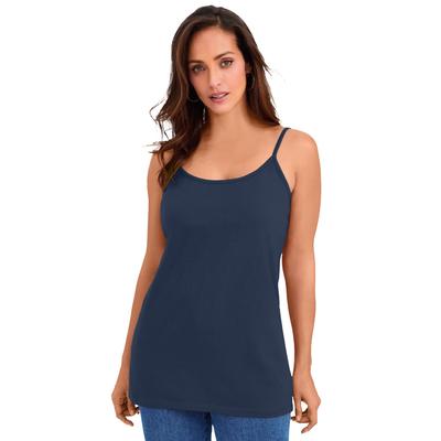 Plus Size Women's Stretch Cotton Cami by Jessica London in Navy (Size 18/20) Straps