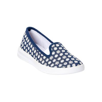 Extra Wide Width Women's The Dottie Slip On Sneaker by Comfortview in Denim Eyelet (Size 10 1/2 WW)