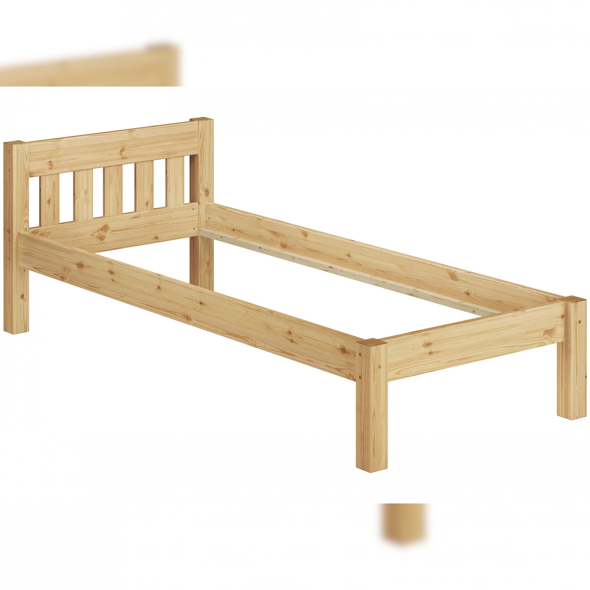 Erst-Holz Futonbett Einzelbett 100x200 Massivholzbett Kiefer natur Bettrahmen ohne Rollrost 60.38-10 oR Image