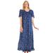 Plus Size Women's Long Floral Print Cotton Gown by Dreams & Co. in Evening Blue Flowers (Size 2X) Pajamas