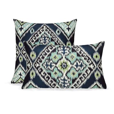 Bold Blues Indoor/Outdoor Pillow Collection by Elaine Smith - Ikat Diamond, 22" x 22" Square Ikat Diamond - Frontgate