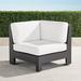 St. Kitts Corner Chair with Cushions in Matte Black Aluminum - Solid, Quick Ship, Rumor Snow - Frontgate