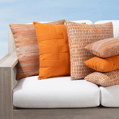 Mandarin Orange Indoor/Outdoor Pillow Collection by Elaine Smith - Basket weave, 20" x 20" Square Basketweave - Frontgate
