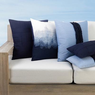 Basketweave Indoor/Outdoor Pillow by Elaine Smith - Navy, 12" x 20" Lumbar Navy - Frontgate