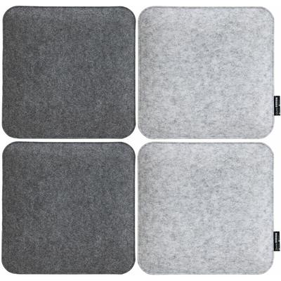 4 Filz Sitzkissen Eckig 35x35x3cm Stuhlkissen Set Wende Sitzauflage Weich Grau