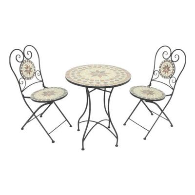 3-tlg. Balkon-Set mit rundem Tisch »Amarillo« braun, Garden Pleasure, 60x70 cm