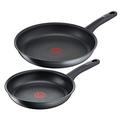 Tefal G12490 Titanium Fusion Pan Set 24 cm and 28 cm (Titanium Excellence Non-Stick Coating, Thermo-Spot, Hard Fusion Outer Layer, for All Cookers Including Induction), Black