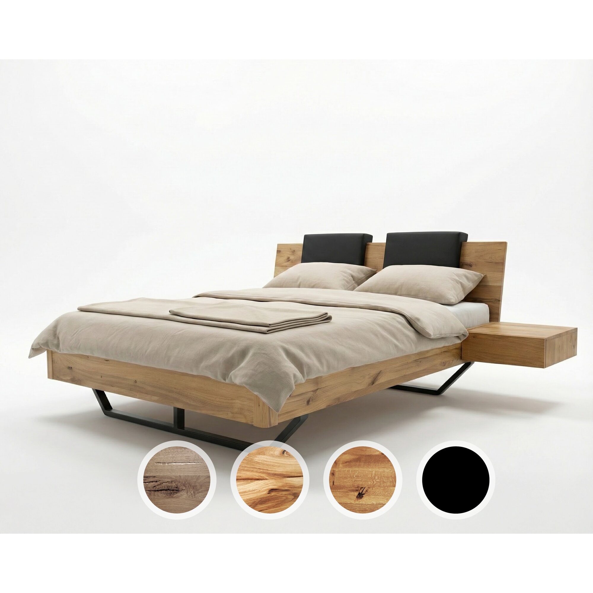 BlackWood »Dolce Vita II« Wildeiche Massivholzbett 200x200 cm / Wildeiche rustic / mit Kissen 2er-Set Image