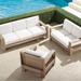 St. Kitts 3-pc. Sofa Set in Weathered Teak - Sofa Set with Lounge Chair, Indigo, Indigo - Frontgate