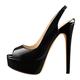 Only maker Women's Sexy Peep Toe High Hees Slingback Platform Pumps Slip On Wedding Party Work Dress Shoes Black Size 11