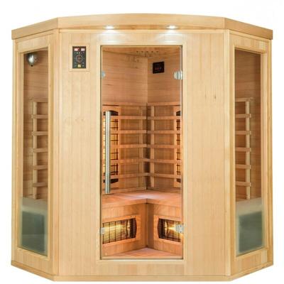 Infrarotsauna Apollon Quarz 3/4-Sitzer eckig - 150 x 150 x 190 cm - Fichtenholz