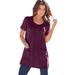 Plus Size Women's Two-Pocket Soft Knit Tunic by Roaman's in Dark Berry (Size 5X) Long T-Shirt