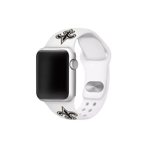 game-time®-nfl-new-orleans-saints-42-millimeter-silicone-apple-watch-band,-white/