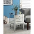 House of Hampton® Wiscasset End Table w/ Storage Wood/Mirrored in Gray | 24.5 H x 17.75 W x 17.75 D in | Wayfair 42575EADB1154A2C95BF1FAE5EFDA901