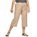 Plus Size Women's Linen Blend Drawstring Capris by ellos in New Khaki (Size 28)