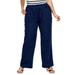 Plus Size Women's Linen Blend Drawstring Pants by ellos in Navy (Size 14)