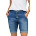 Plus Size Women's Button-Front Denim Shorts by ellos in Light Stonewash (Size 34)