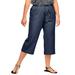 Plus Size Women's Linen Blend Drawstring Capris by ellos in Navy (Size 10)