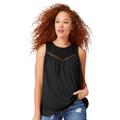 Plus Size Women's Crochet Lace Tank by ellos in Black (Size 14/16)