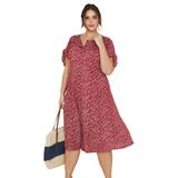Plus Size Women's Tie-Sleeve Dress by ellos in Classic Red Floral (Size 28)