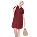 Plus Size Women's Button Front Linen Shirtdress by ellos in Fresh Pomegranate (Size 20)