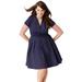 Plus Size Women's Sandy Shirtwaist Dress by ellos in Navy/white Dot (Size 1X)