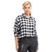 Plus Size Women's Plaid Flannel Shirt by ellos in Black White Plaid (Size M)