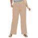 Plus Size Women's Linen Blend Drawstring Pants by ellos in New Khaki (Size 10)