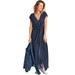 Plus Size Women's Tie-Front Maxi Dress by ellos in Navy/white Dot (Size 28)