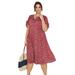 Plus Size Women's Tie-Sleeve Dress by ellos in Classic Red Floral (Size 20)