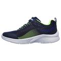 Skechers Boy's Microspec Trainers, Blue Navy Textile Lime Blue Trim Nvlm, 3 UK