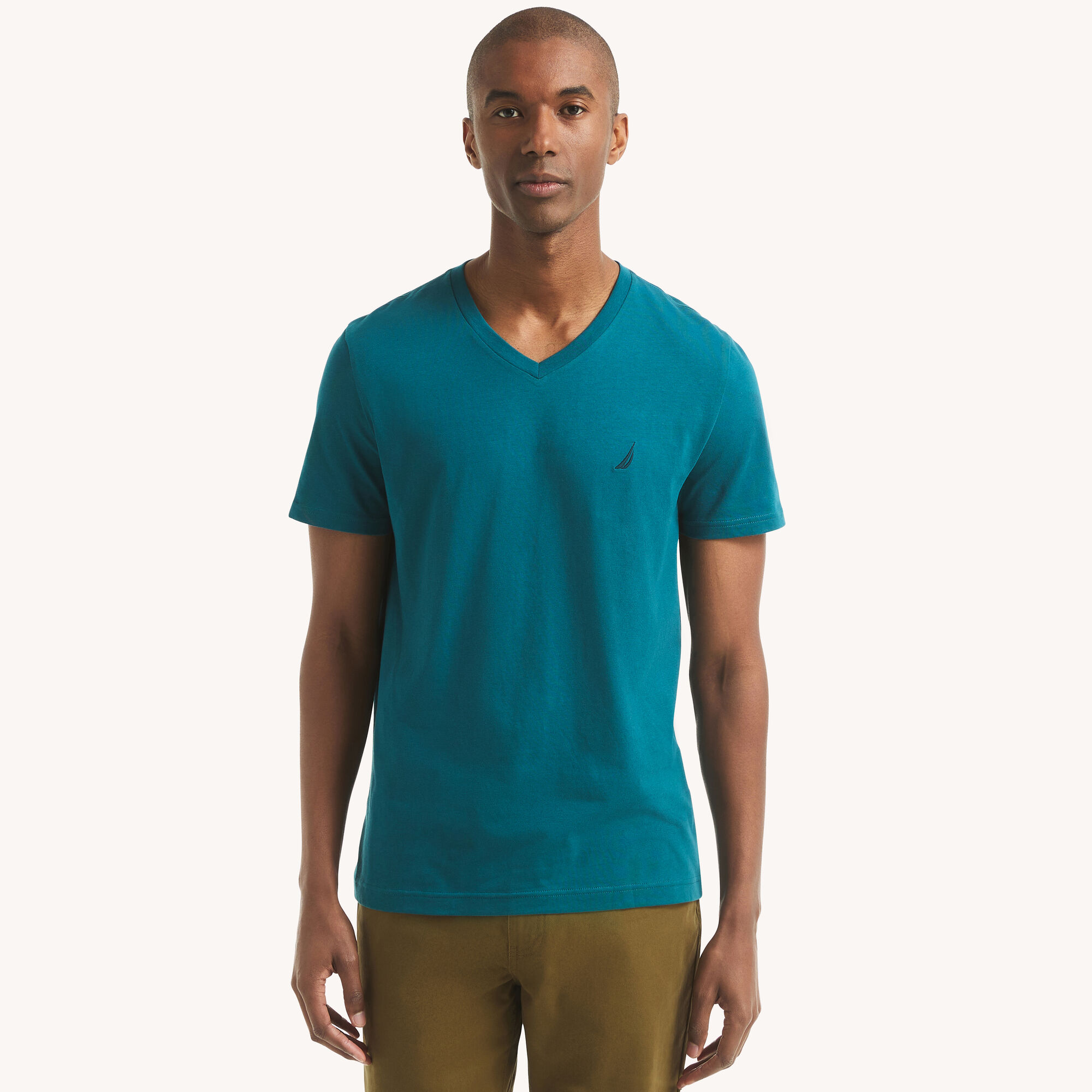 Nautica Men's V-Neck Deck T-Shirt 488 (Blue Heather), XS