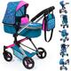 Bayer Design - 18409AA, Kombi Puppenwagen Neo Vario mit Wickeltasche und Einkaufskorb, umwandelbar in einen Sportwagen, höhenverstellbar, 52cm