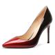 Castamere Womens High Heels Pointed Toe Slip-On Fashion Stilettos Court Shoes 3.9IN Red Black Patent Pumps UK 5