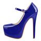 MissHeel Women's Platform Sandals Buckle Strap Fancy Court Shoes Stiletto Mary Jane Shoes Blue Size 11