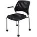 300 Lb. Capacity Black Mobile Stacking Guest Chair w/Armrests