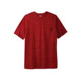 Men's Big & Tall Shrink-Less Lightweight Pocket Crewneck T-Shirt by KingSize in Red Marl (Size XL)