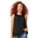 Plus Size Women's Crochet Lace Tank by ellos in Black (Size 26/28)